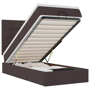 vidaXL ottoman seng med madras 90x200 cm stof m&oslash;rkebrun