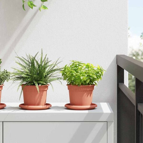 vidaXL Rund Blomsterpotte 6 pcs Mursten R&oslash;d &Oslash; 12,5 x 10 cm Plastik