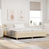 vidaXL LED Box Spring Bed med madras med LED Creme 200 x 200 cm Stof
