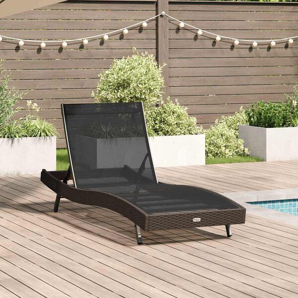 vidaXL Solseng 1-person Brun 70 x 197 x 82 cm Poly rattan og metal