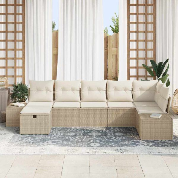 vidaXL Sofa S&aelig;t med pude 7 pcs polyrattan