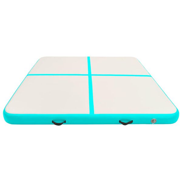 vidaXL oppustelig gymnastikm&aring;tte med pumpe 200x200x20 cm PVC gr&oslash;n