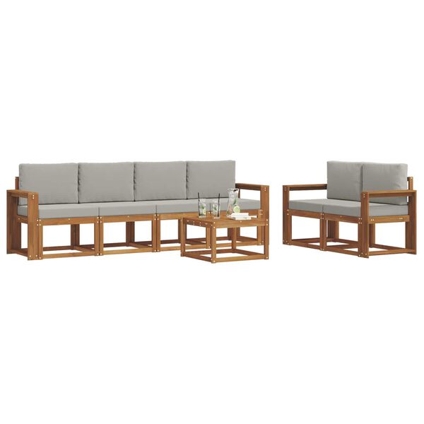 vidaXL Udend&oslash;rs sofagruppe 7 pcs Naturlig og Lys Gr&aring; Massivt Akacietr&aelig;