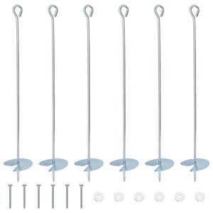 vidaXL Jordanker 6 pcs S&oslash;lv &Oslash;10 x 60 cm Galvaniseret metal