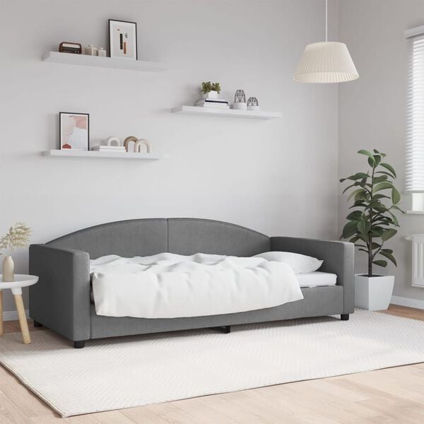 vidaXL daybed 90x190 cm stof m&oslash;rkegr&aring;