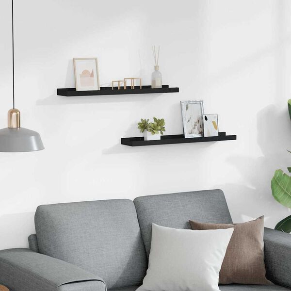 vidaXL gallerihylder 2 stk. 60x9x3 cm MDF sort
