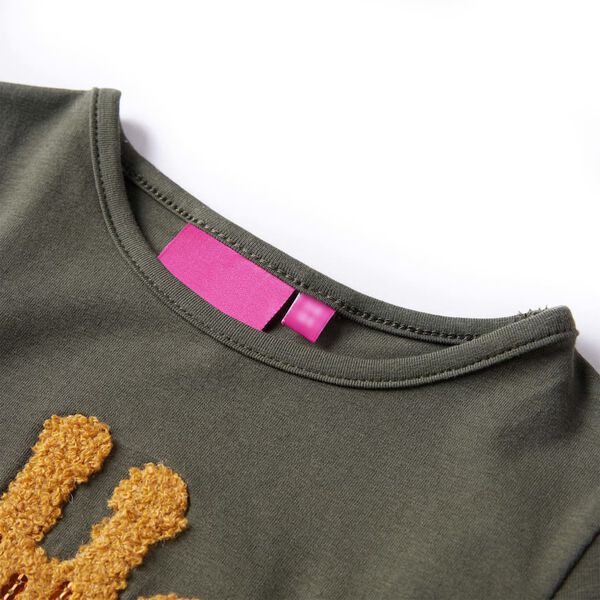 Lang&aelig;rmet T-shirt til b&oslash;rn str. 116 kakifarvet