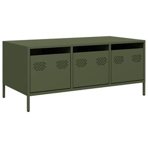 vidaXL sofabord 101,5x50x43,5 cm koldvalset st&aring;l olivengr&oslash;n