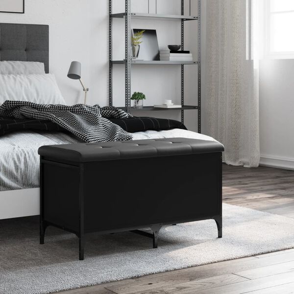 vidaXL opbevaringsbænk 82x42x45 cm konstrueret træ sort