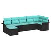 vidaXL Havesofa S&aelig;t 7 stk. Sort polyrattan