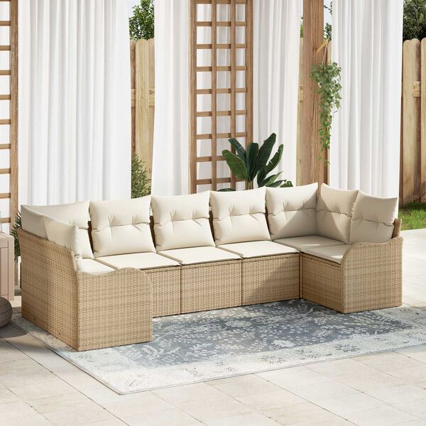 vidaXL Havesofa S&aelig;t Beige polyrattan