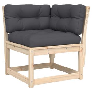 vidaXL hjørnemodul til havesofa 73x73x78 cm m. hynder massivt fyrretræ