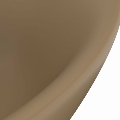 vidaXL luksuriøs håndvask overløb 58,5x39 cm keramik oval mat creme