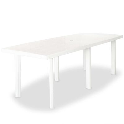 vidaXL udendørs spisebordssæt 11 dele plastik hvid