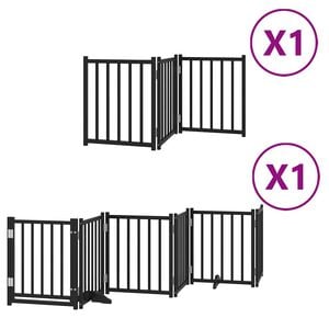 vidaXL hundel&aring;ge med d&oslash;r 9 paneler 450 cm foldbar poppeltr&aelig; sort