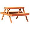 vidaXL picnicbord 105x134x75 cm massivt fyrretr&aelig; gyldenbrun