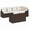 vidaXL Sofa S&aelig;t med pude 7 pcs Brun polyrattan
