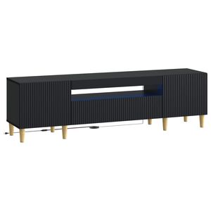 vidaXL LED TV-skab ARNHEM 153 x 35 x 43 cm Sort Konstrueret tr&aelig;