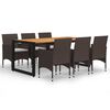 vidaXL spisebordss&aelig;t til haven 7 dele brun