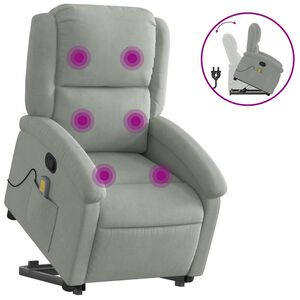 vidaXL l&oslash;ftestol med massagefunktion fl&oslash;jl lysegr&aring;
