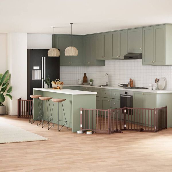 vidaXL hundel&aring;ge med d&oslash;r 6 paneler 480 cm foldbar poppeltr&aelig; brun