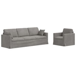 vidaXL Sofa S&aelig;t 2 stk. Lysegr&aring; Fl&oslash;jl