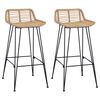 vidaXL Barb&aelig;nk 2 stk. Naturfarvet 44 x 45 x 76 cm Rattan og St&aring;l