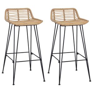 vidaXL Barb&aelig;nk 2 stk. Naturfarvet 44 x 45 x 76 cm Rattan og St&aring;l
