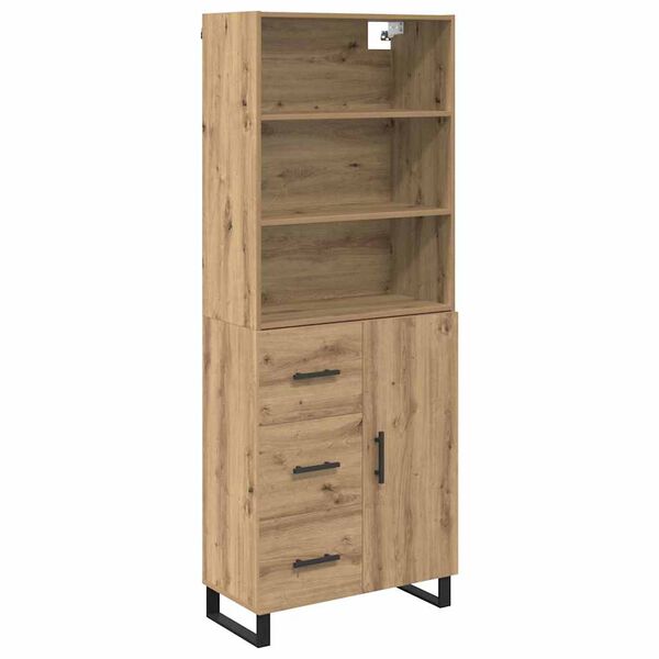 vidaXL Highboard Artisan Egetr&aelig; 69,5 x 34 x 180 cm Konstrueret tr&aelig;