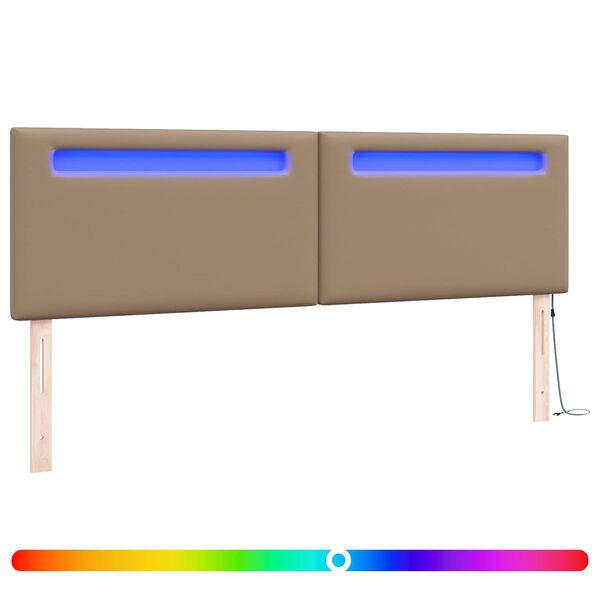 vidaXL LED sengegavl Cappuccino 180 cm Faux l&aelig;der