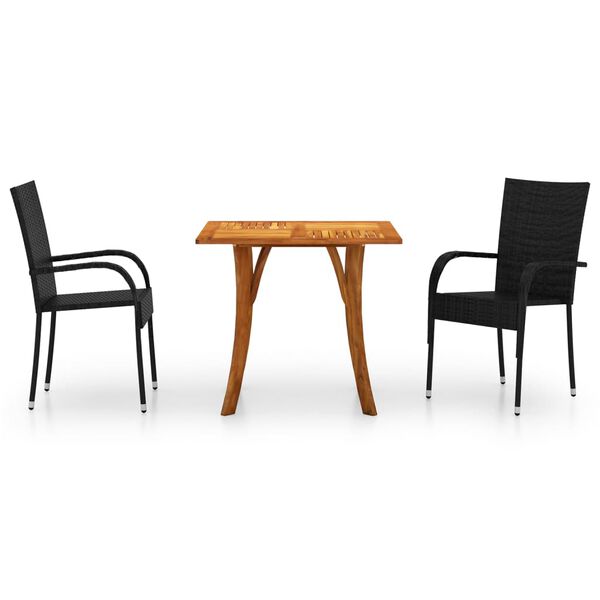 vidaXL spisebordss&aelig;t til haven 3 dele sort