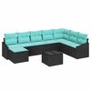 vidaXL Sofa S&aelig;t med pude 9 pcs Sort polyrattan