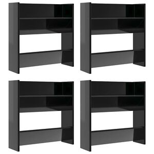 vidaXL skoreol til v&aelig;g 4 stk. 60x18x60cm konstrueret tr&aelig; hvid h&oslash;jglans