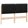 vidaXL Polstret sengegavl Naturlig og sort 135 cm Massiv fyrretr&aelig;