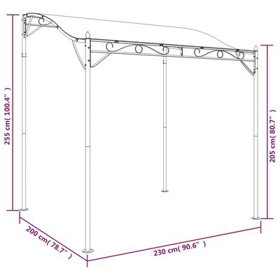 vidaXL baldakin 2x2,3 m 180 g/m² stof og stål
