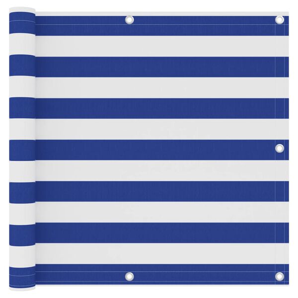 vidaXL altanafskærmning 90x500 cm oxfordstof hvid og blå