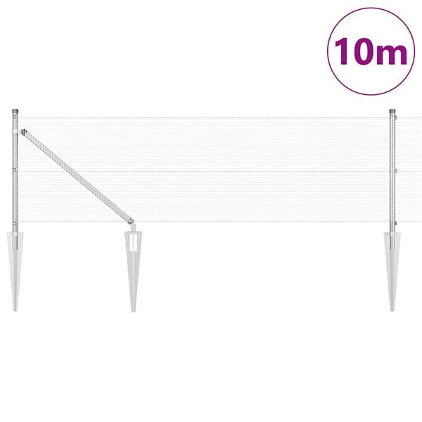 vidaXL Hegnsp&aelig;l S&oslash;lv 10 x 0,5 m (12 x 12 mm net) St&aring;l