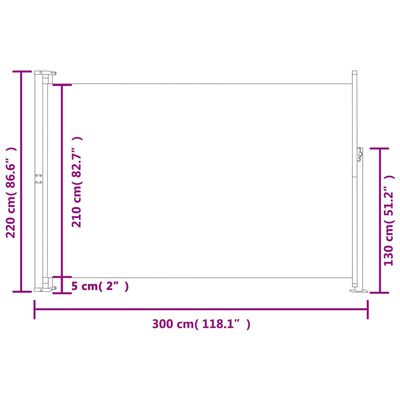 vidaXL sammenrullelig sidemarkise til terrassen 220x300 cm grå