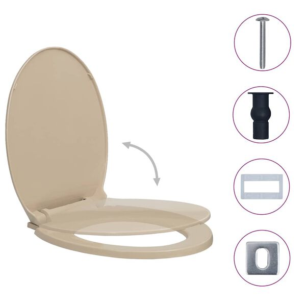 vidaXL soft close toilets&aelig;de quick release oval beige