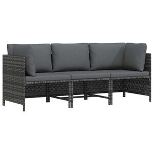 vidaXL 3-personers havesofa med hynder polyrattan gr&aring;