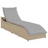 vidaXL sammenklappelig solseng med hynde & opbevaring polyrattan beige