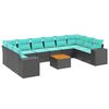 vidaXL 11-delt havesofas&aelig;t med hynder sort polyrattan