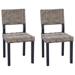 vidaXL Spisestuestol GENDT 2 stk. Kubu rattan Sorte vask
