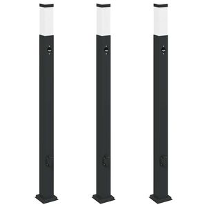 vidaXL pullertlamper med sensor og stikkontakt 3 stk. 110 cm sort IP44