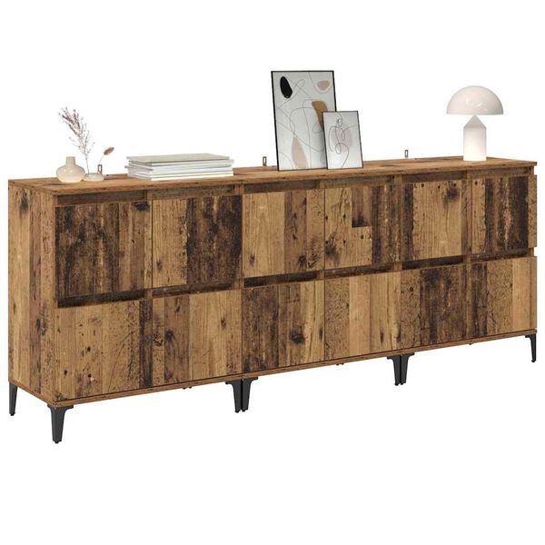 vidaXL Sideboards 3 pcs Gammelt tr&aelig; 60 x 35 x 70 cm Konstrueret tr&aelig;