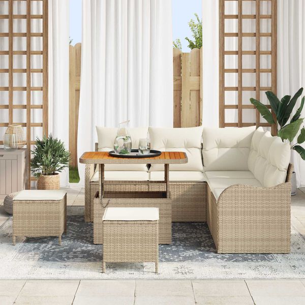 vidaXL Havesofa Sæt 8 pcs Beige polyrattan