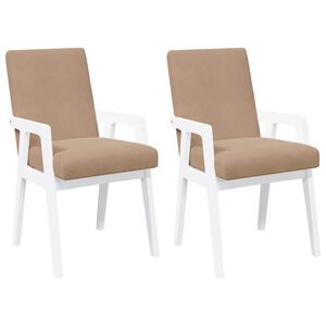 vidaXL spisebordsstole med hynder 2 stk. massivt gummitr&aelig; hvid