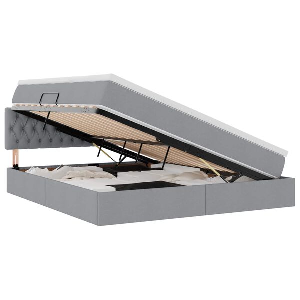 vidaXL Seng med opbevaring og madras med madras Lysegr&aring; 160 x 200 cm