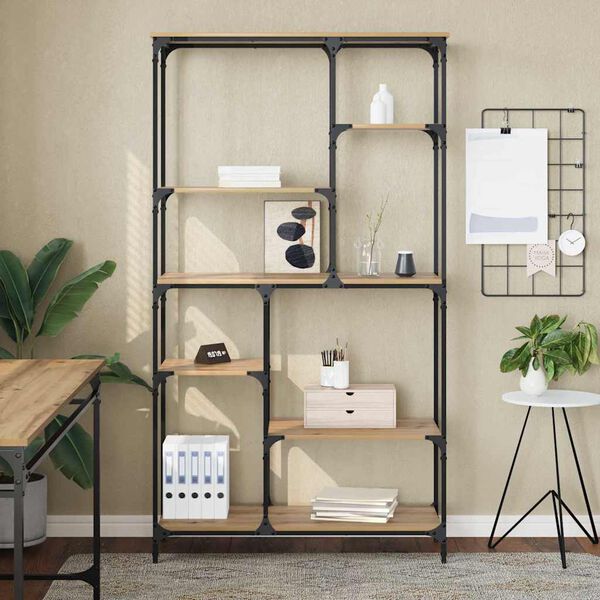 vidaXL Bogreol Artisan Egetr&aelig; 99 x 35,5 x 176 cm Konstrueret tr&aelig;