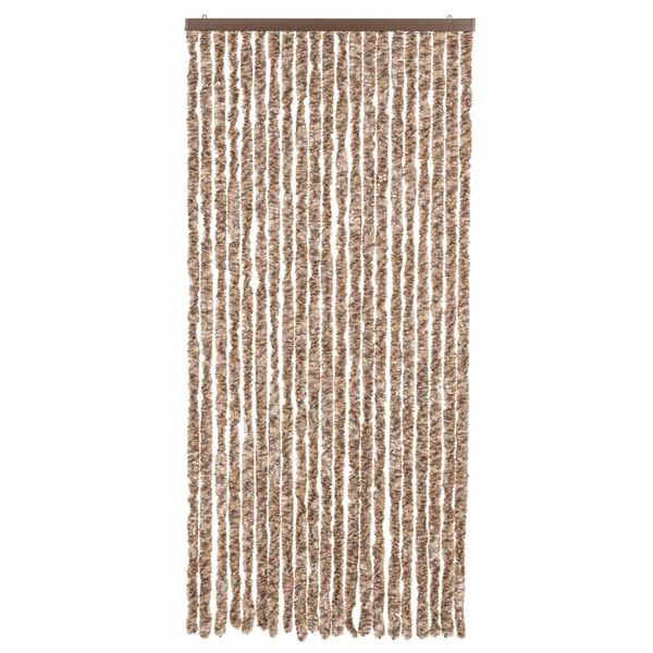 vidaXL flueforhæng 90x200 cm chenille beige og mørkebrun